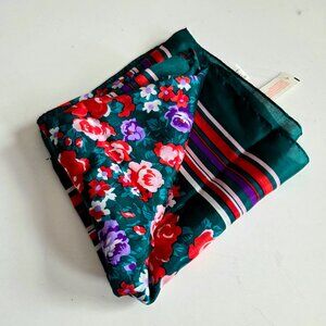 NWT / NOS Vintage Bill Blass 100%  Silk Floral Square Scarf Made in Japan